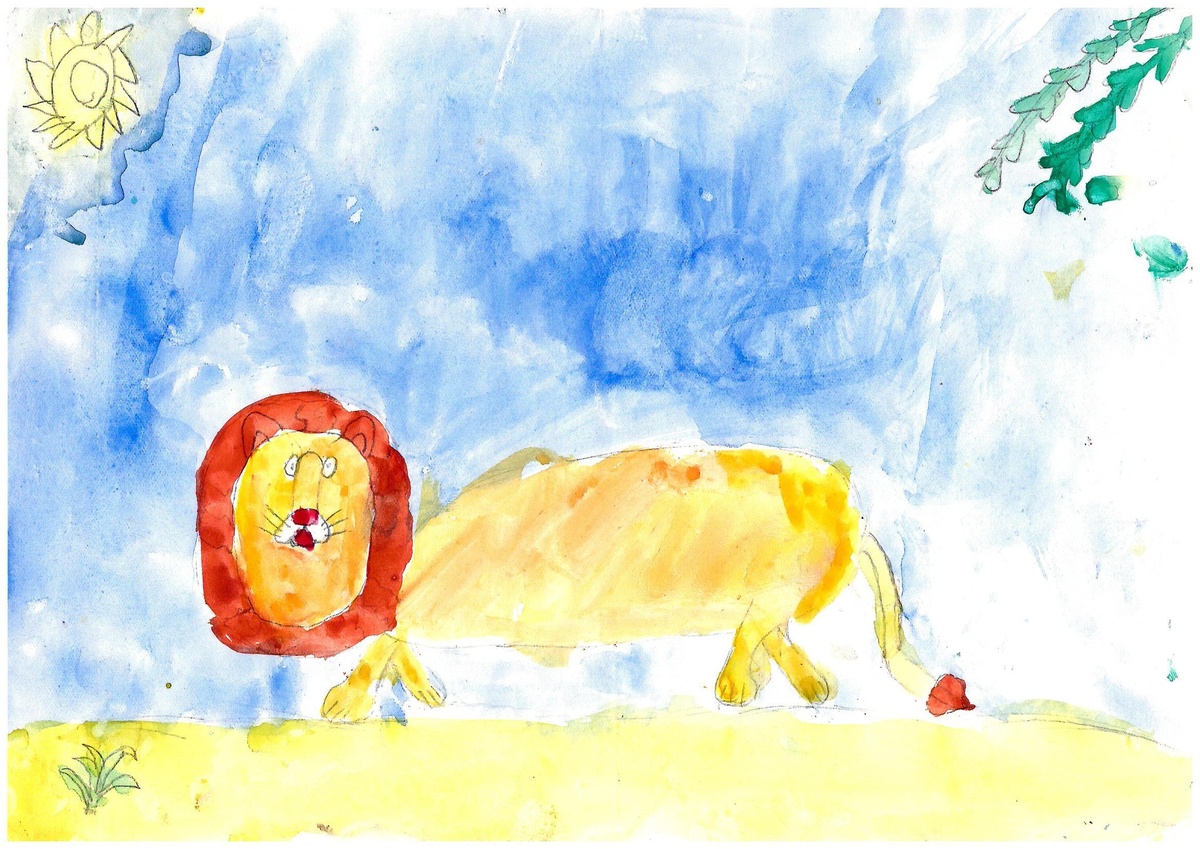 Акварель Маринетт Мортем "Царь саванны"