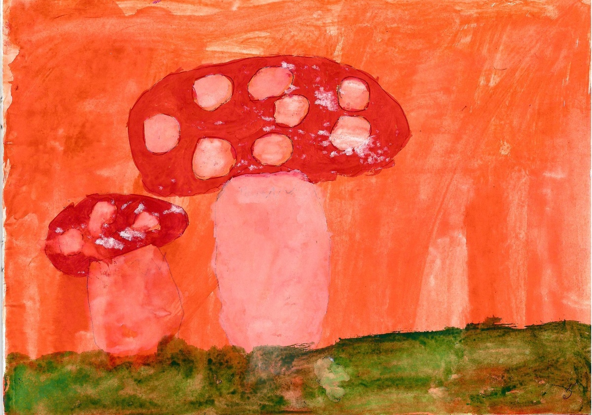 Акварель Маринетт Мортем "Веселые грибочки"