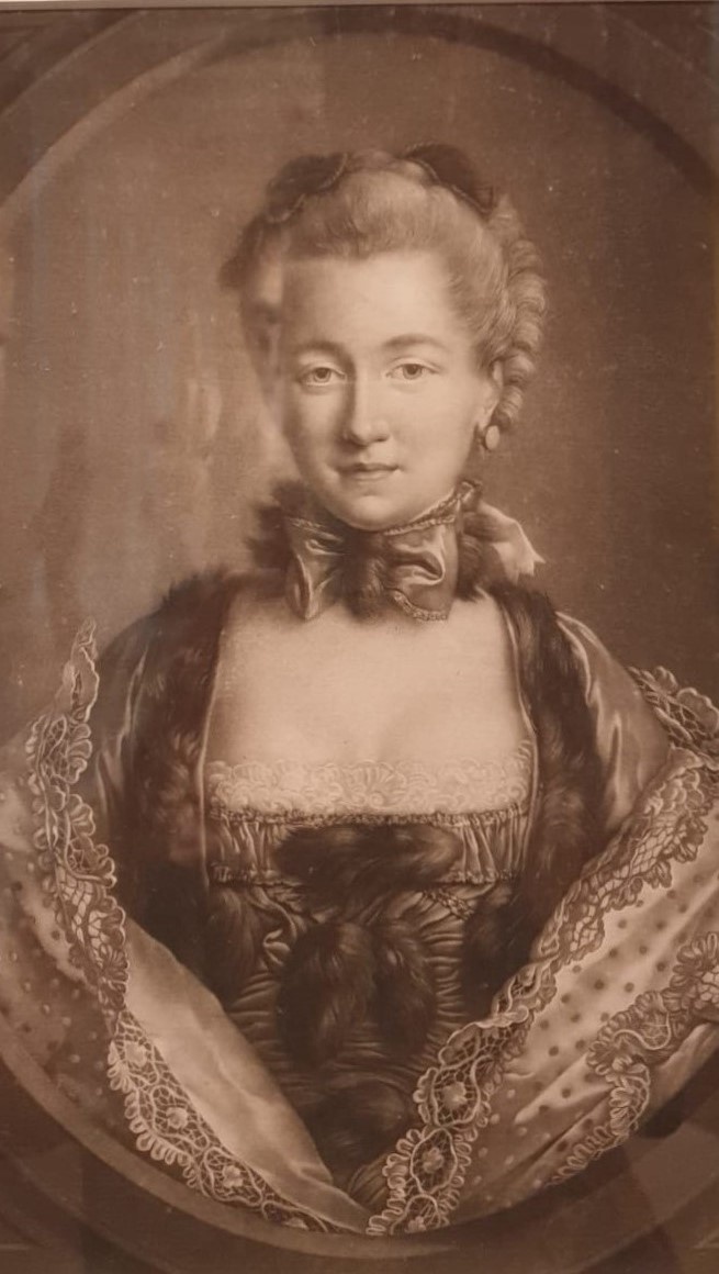 Уильям Петер Портрет графини Натальи Петровны Чернышёвой (в замужестве Голицыной) 1767 По живописному оригиналу Франсуа-Юбера Друэ Младшего. Бумага, меццо-тинто