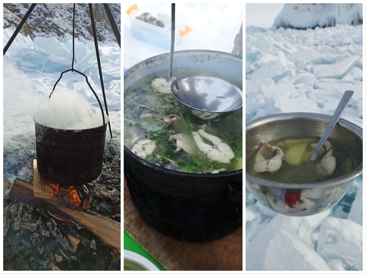 Уха из омуля - обязательный атрибут экскурсии на мыс Хобой 