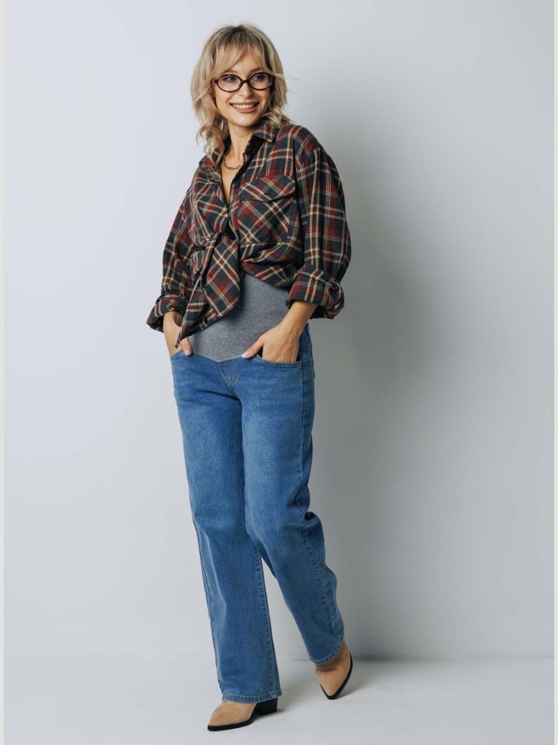  Стильные джинсы-трубы для будущих мам. 1-НМ 67712 Джинсы для беременных женщин