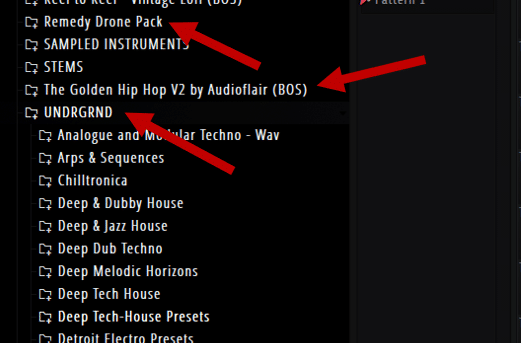 Сэмплы сгруппированы по пакетам