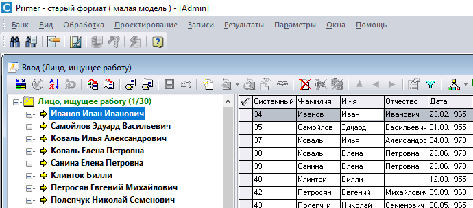 рис. 1 Стандартный вид БД