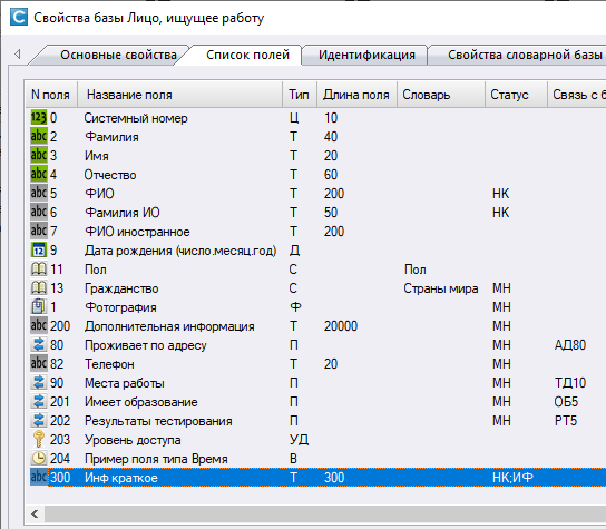 рис. 2 БД с добавленными полями