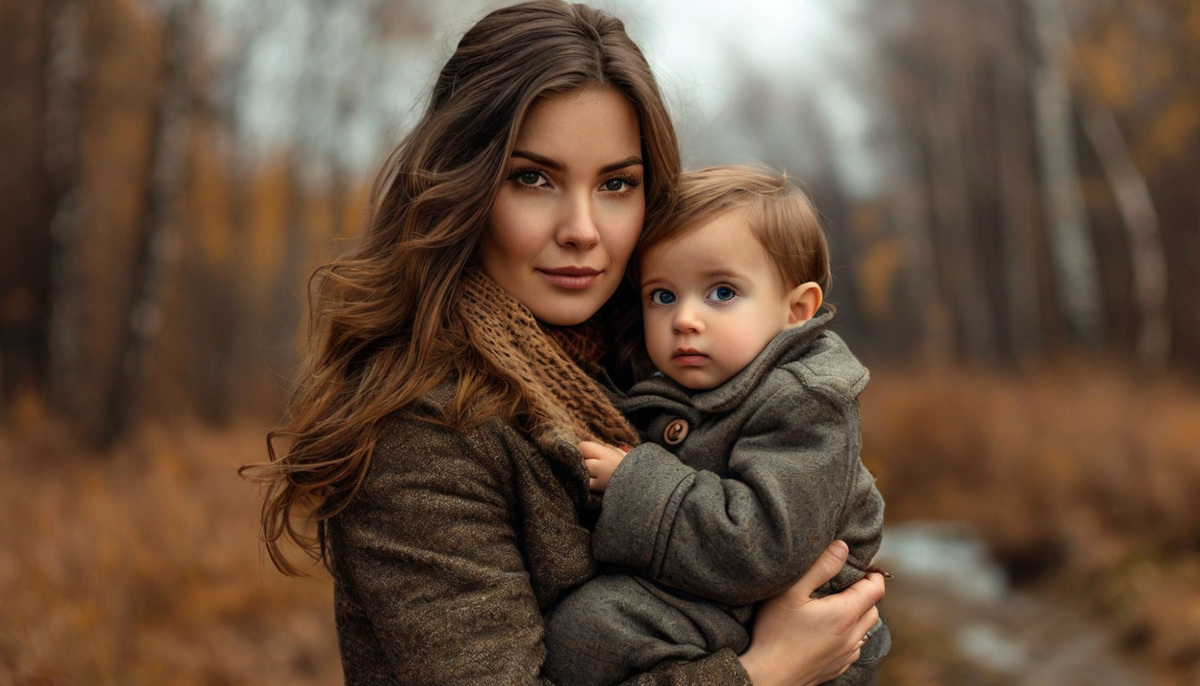 женщина с ребенком на руках