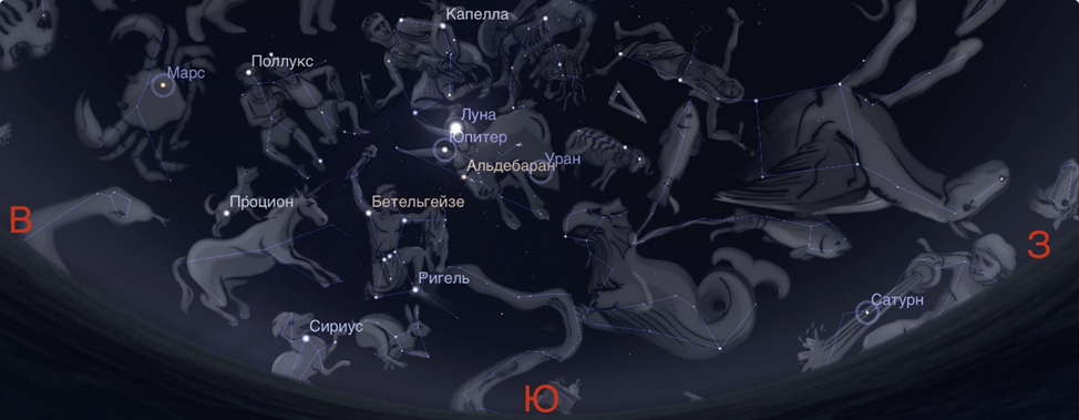 Картина неба 14.12.2024, время 23:30 