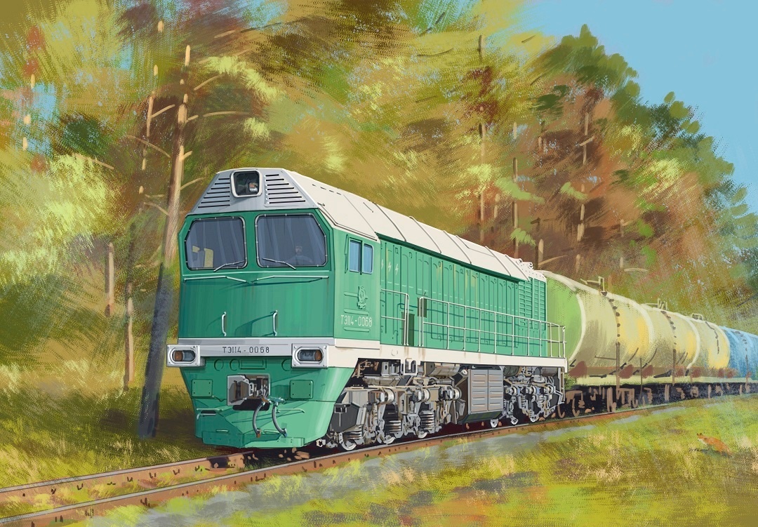 Обложка журнала 13 номера "Наши поезда". ТЭ114