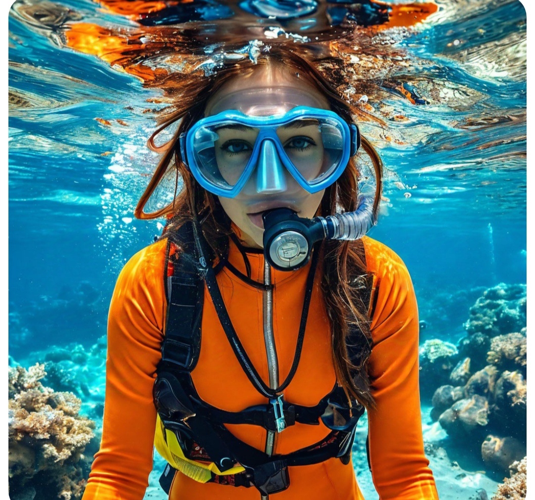 Кристина под водой. Картинка создана нейросетью Шедеврум