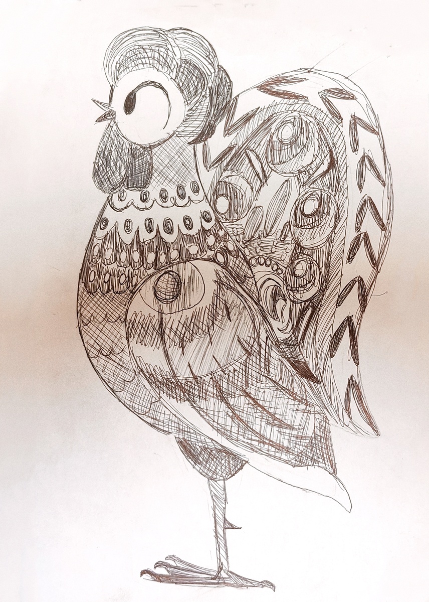 Петух, графика. 