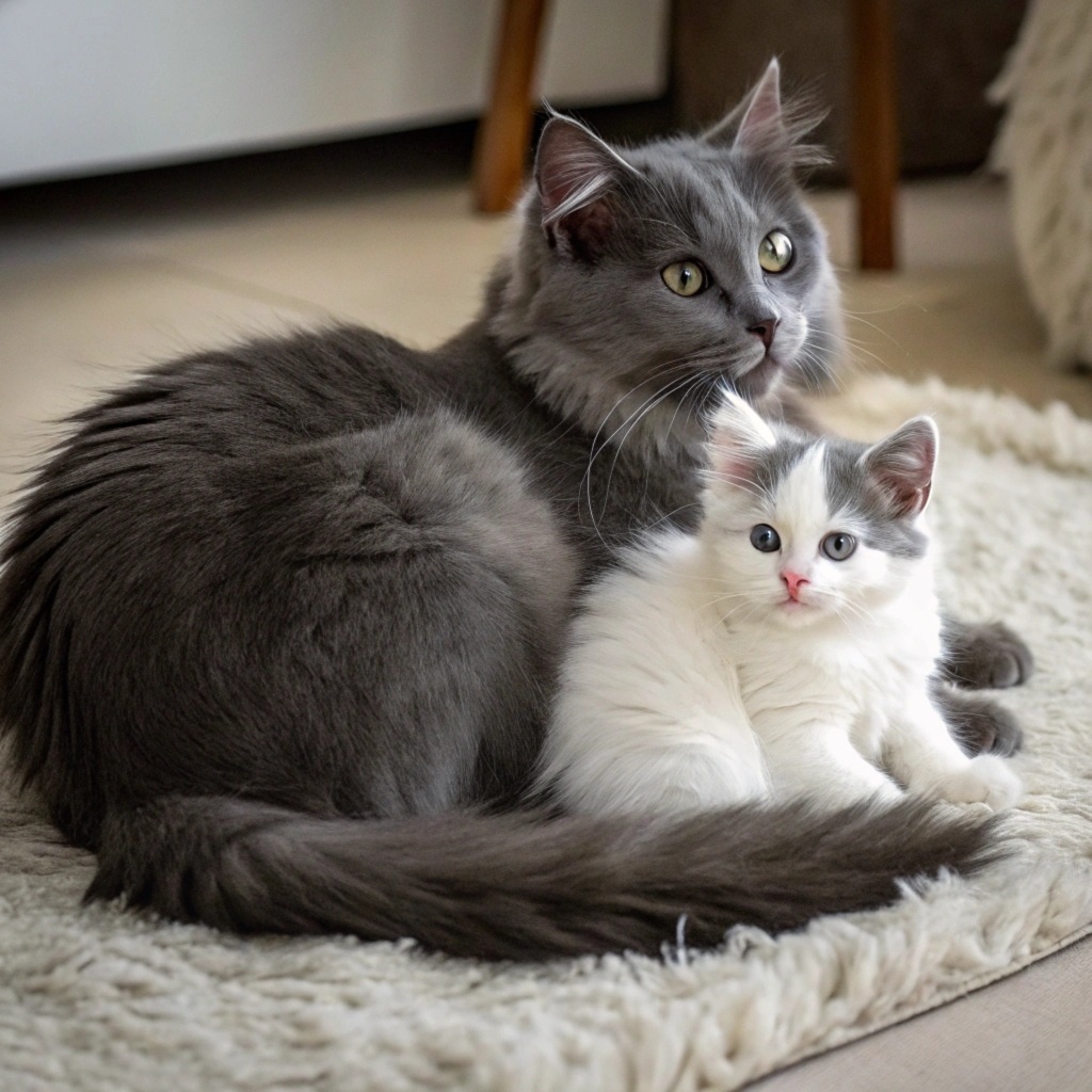 Кошка и котеёнок