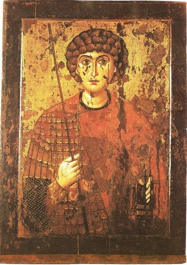 Иллюстрация: Св. великомученик Георгий-Победоносец. Икона. Новгород. Ок. 1170 г.