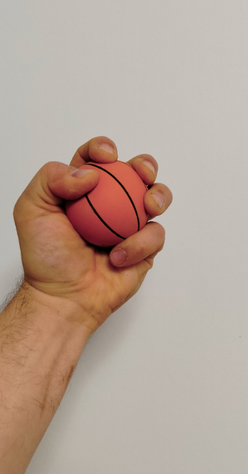 Для изометрической тренировки силы хвата подойдет эспандер  или любой мячик.