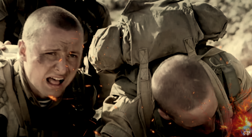 Кадр из фильма «9 рота» во время монолога Дыгало о пулемётчике