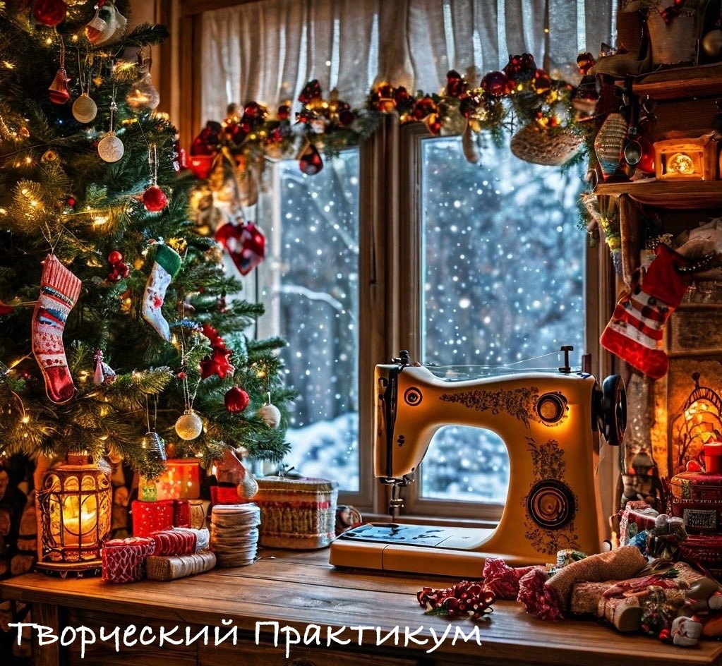 Так по мнению ИИ должна выглядеть комната для рукоделия в Рождество))). Сама генерила)))