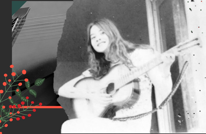 Это я в 9-м классе. Моя первая гитара. 