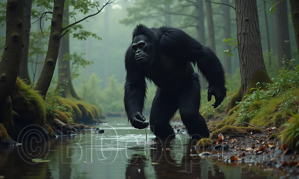 Тёмная фигура вышла к реке.