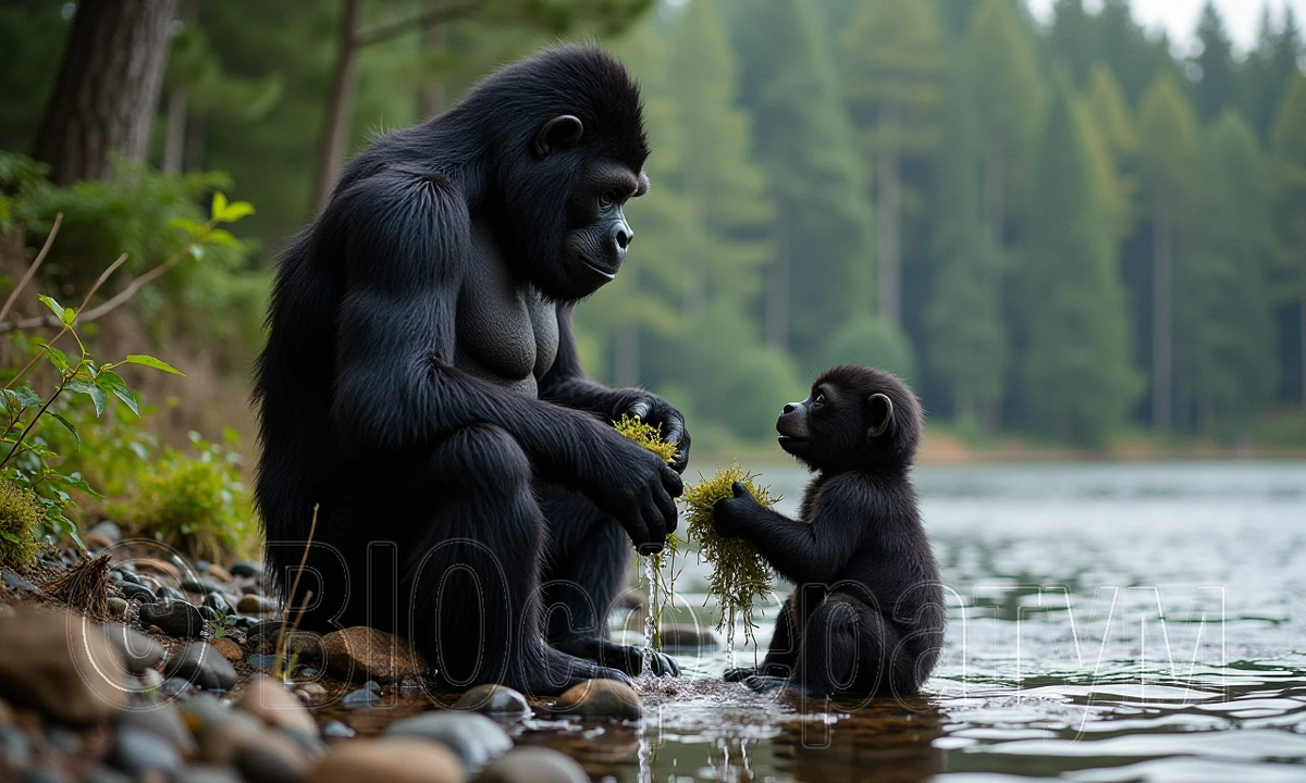 Самка была с детёнышем.