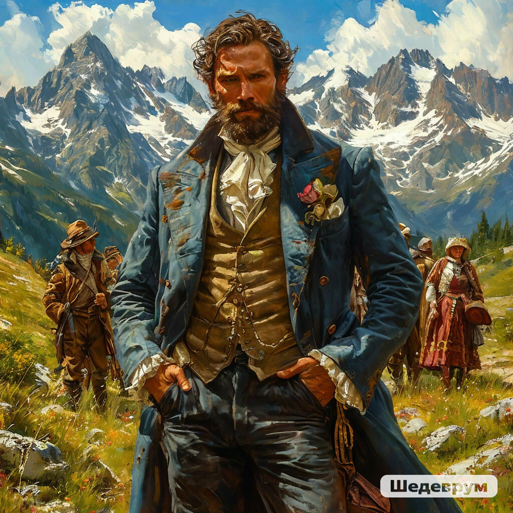 "Дикий помещик против туристов" в представлении нейросети