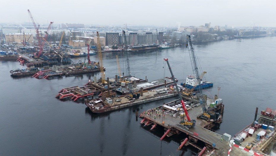    Строительство Большого Смоленского моста, декабрь 2024 года Автор фото: t.me/linchenko_spb