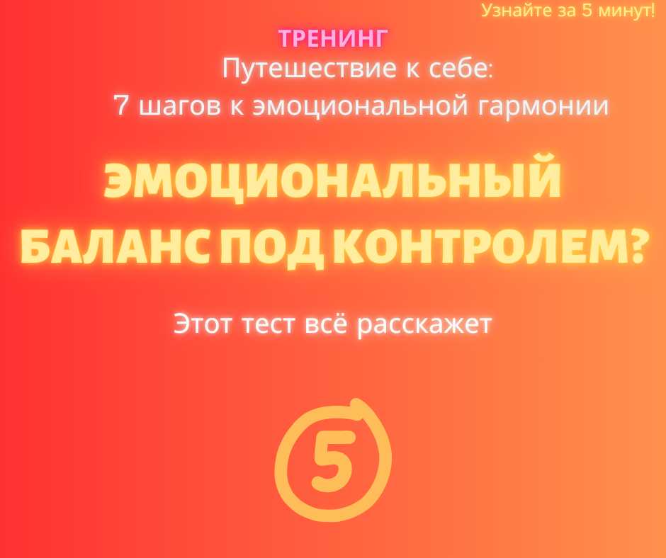 Определите ваше умение контролировать и управлять своими эмоциями в различных ситуациях