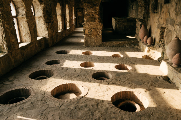 Грузия – колыбель виноделия. Отверстия в полу для винных сосудов квеври. Источник фото: bigstockphoto.com