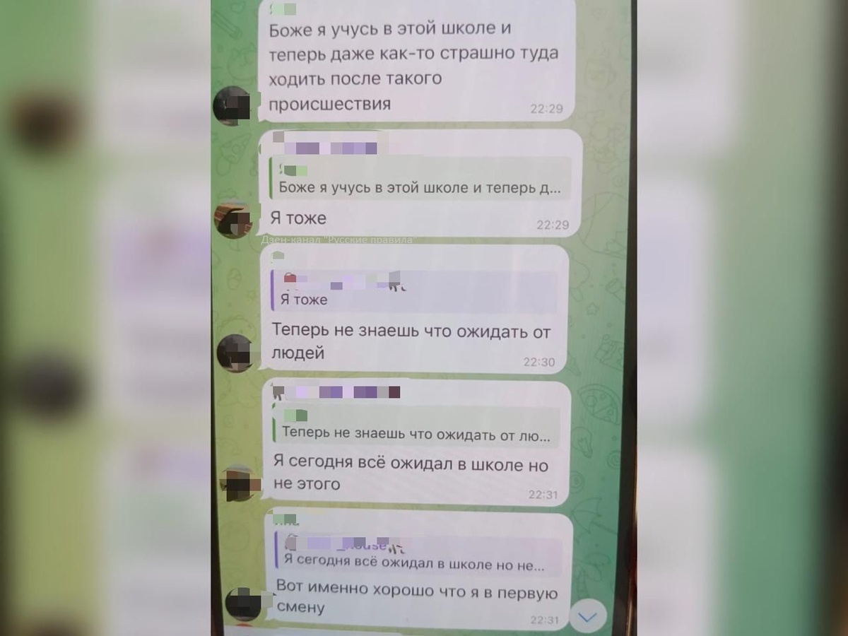 Скрин одного из чатов школьников, где они обсуждают случившееся
