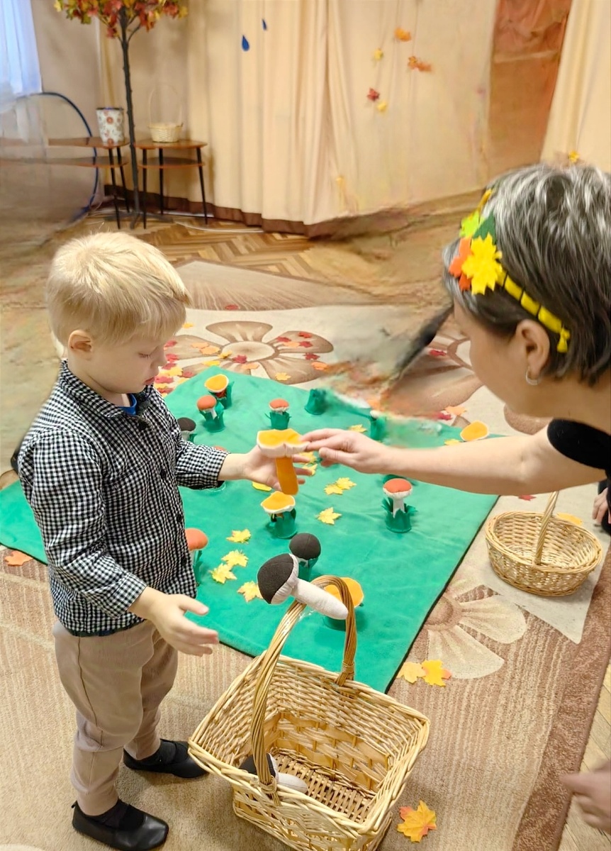 Рома собирает грибы. 