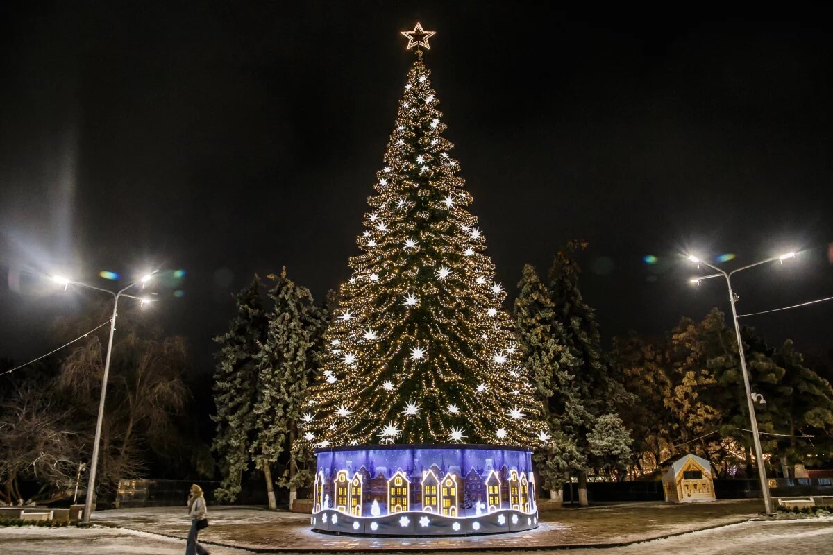    В Ростове завершили установку главной городской ёлки