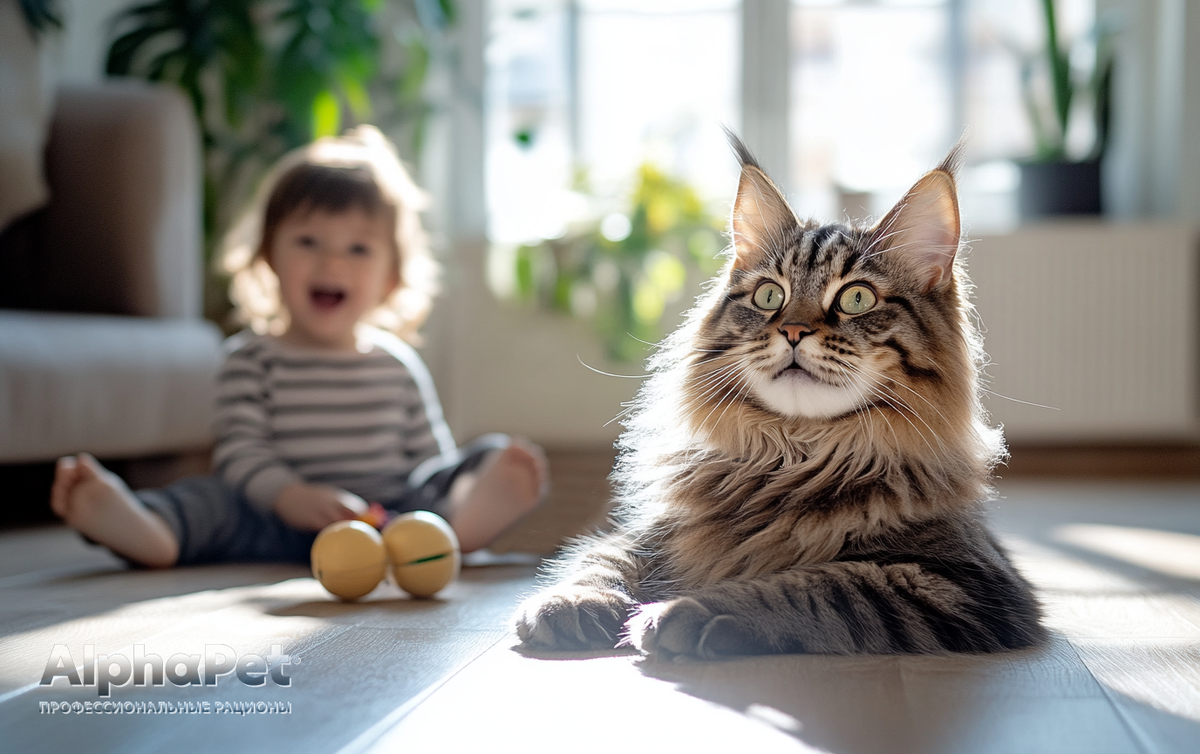 Мейн-кун — одна из самых крупных домашних пород, которая излучает дружелюбие и спокойствие / Изображение: AlphaPet