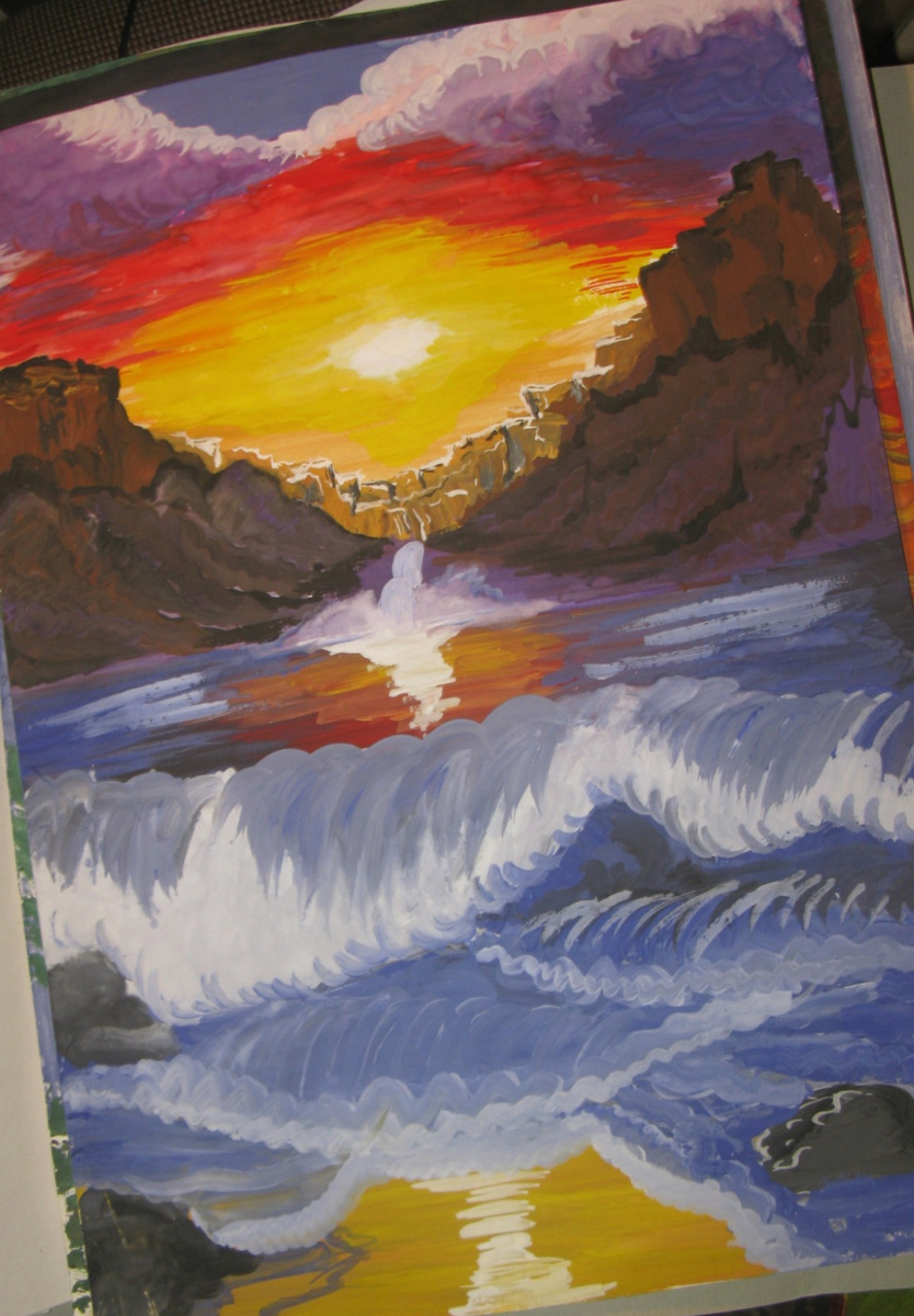 мои первые рисунки гуашью