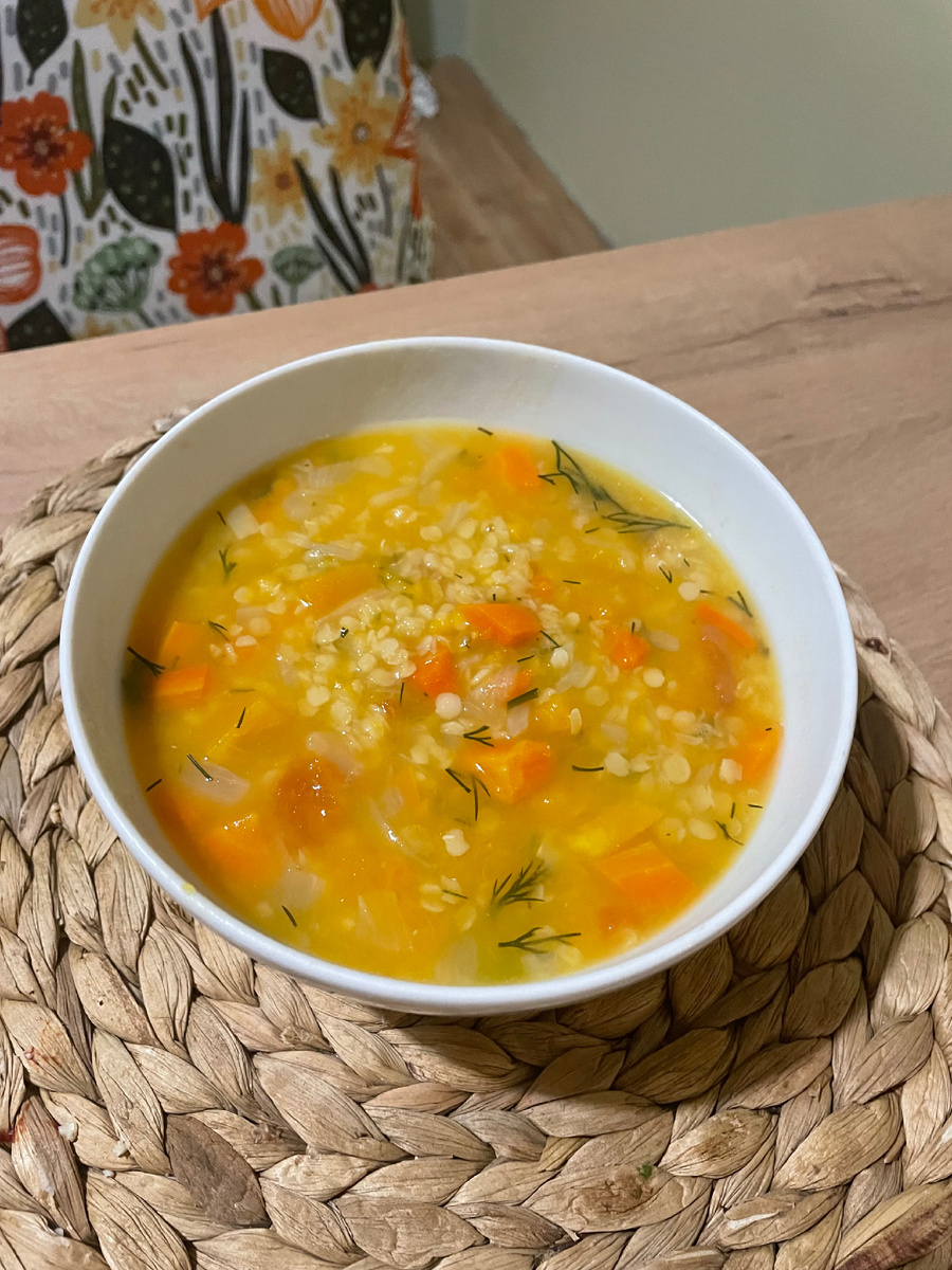 Овощной суп с чечевицей (вот и углеводы)