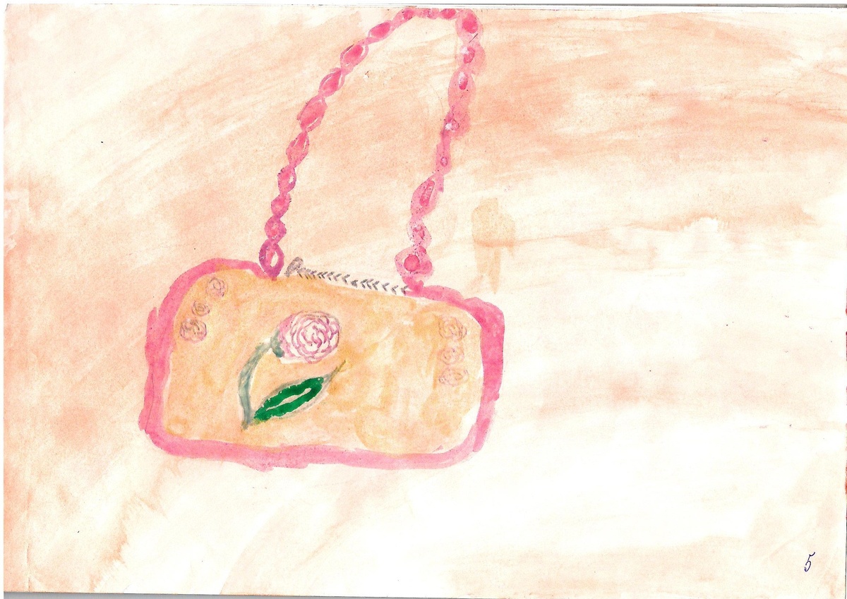 Акварель Маринетт Мортем «Сумочка с розой»