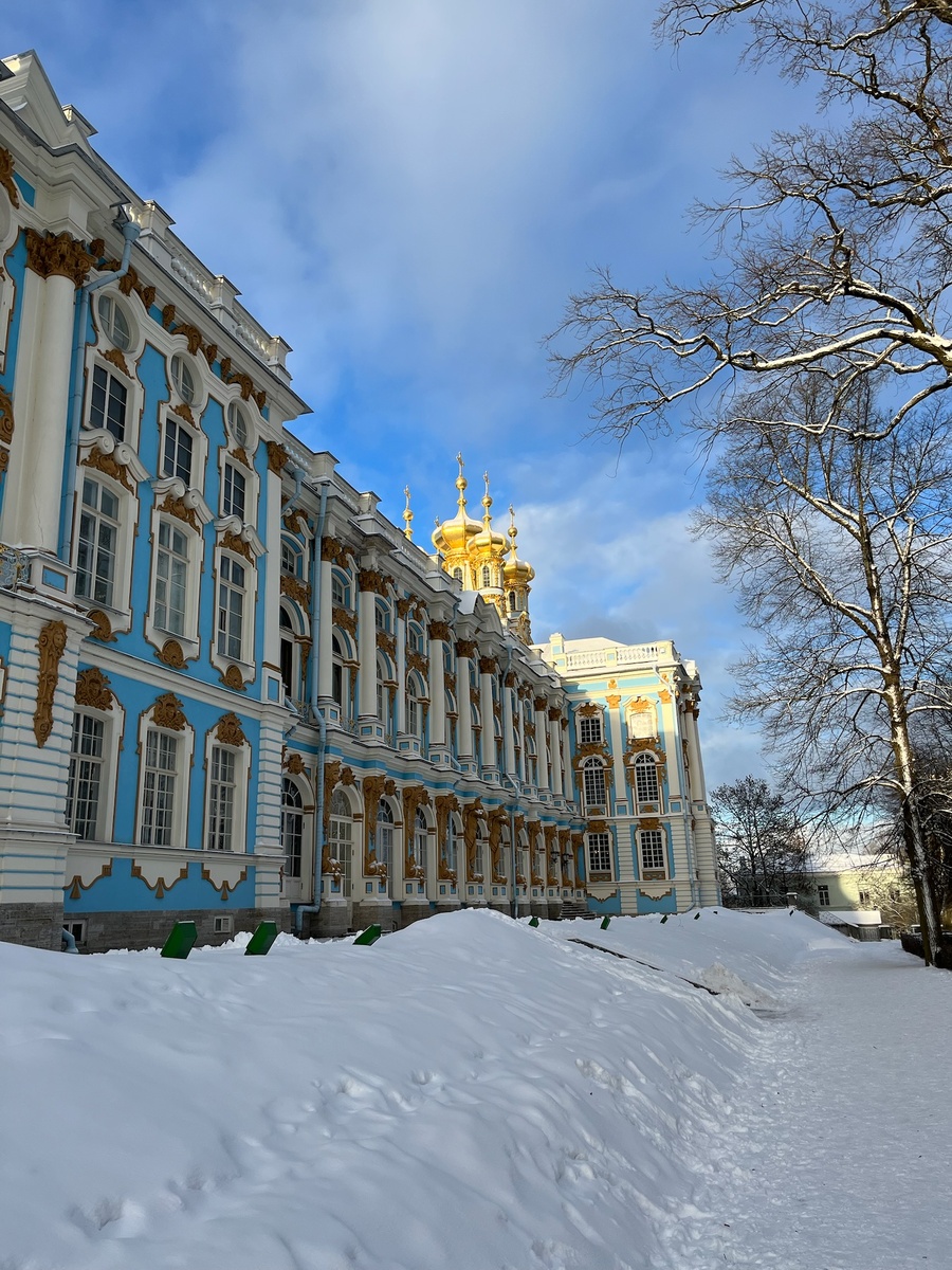Вид на Придворную церковь Екатерининского дворца со стороны парка. Фото автора.