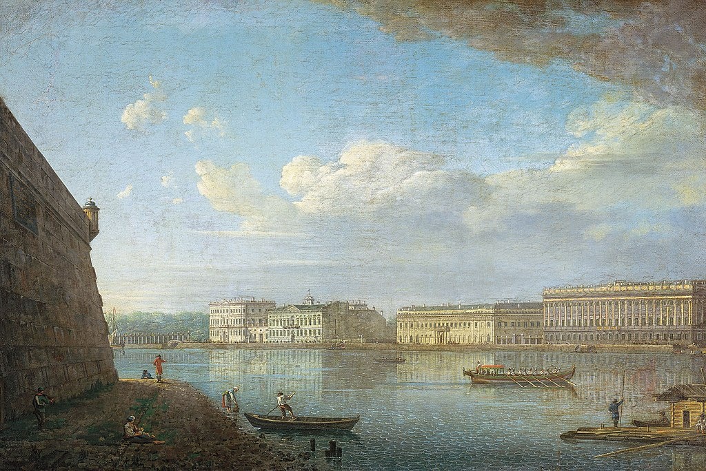 Ф.Я. Алексеев "Вид Дворцовой набережной от Петропавловской крепости", 1794 год.
