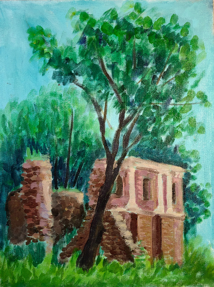 Карандеева Екатерина, Развалины флигеля в Ляхово 2024. холст масло 40х30