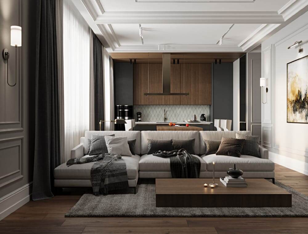 Студия специализируется на разработке эксклюзивных и стильных решений, уделяя внимание деталям, эргономике и эстетике пространства.