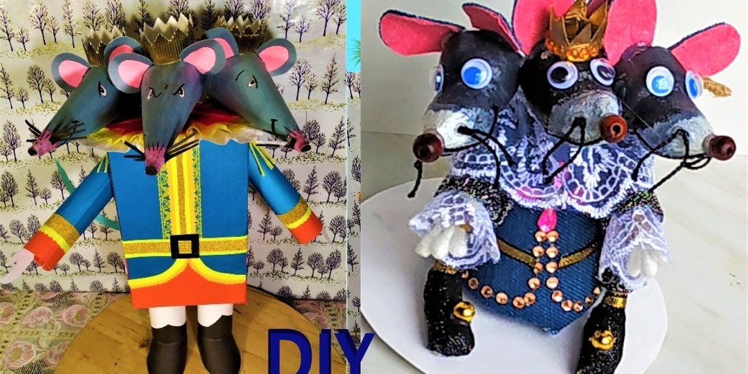 2 способа сделать мышинного короля, сказка Щелкунчик. Поделки к Новому Году.