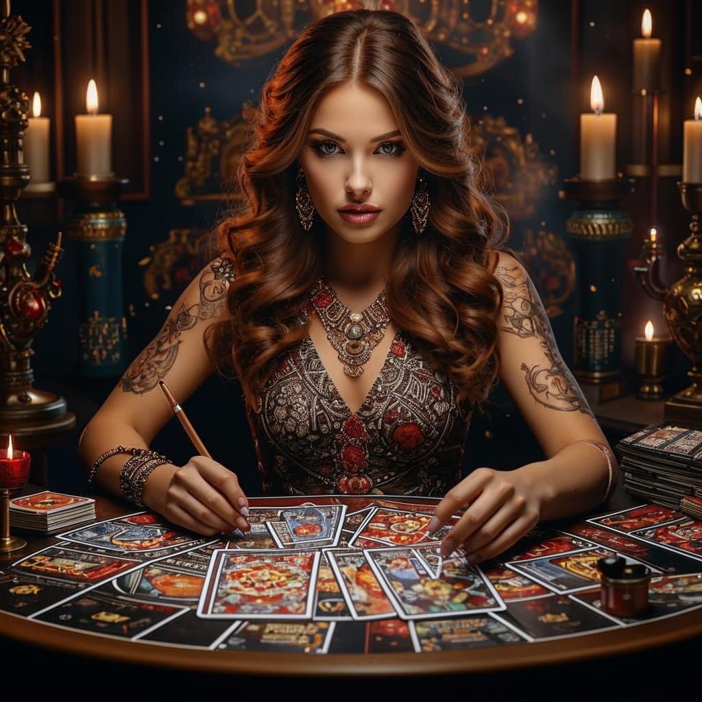 Гадание на картах. Иллюстрация сгенерирована нейросетью