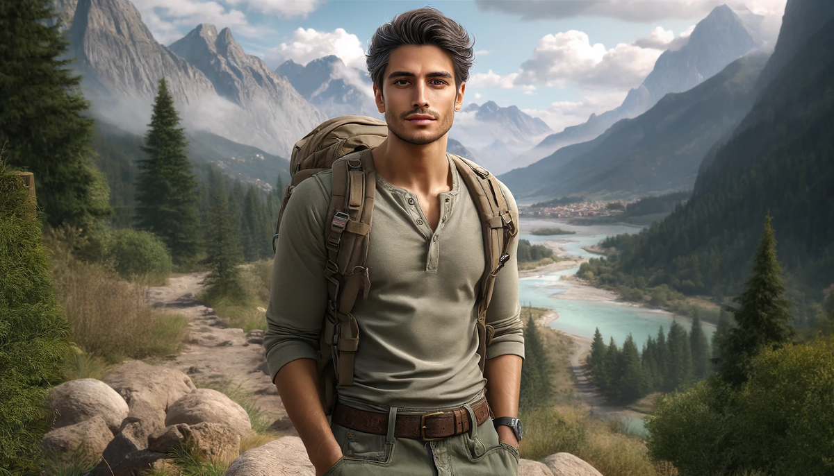 Egemen Mustafa Şener на фоне величественных гор