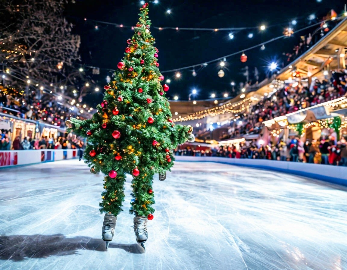 На фото: Новогоднее ледовое шоу в представлении ИИ Шедеврум