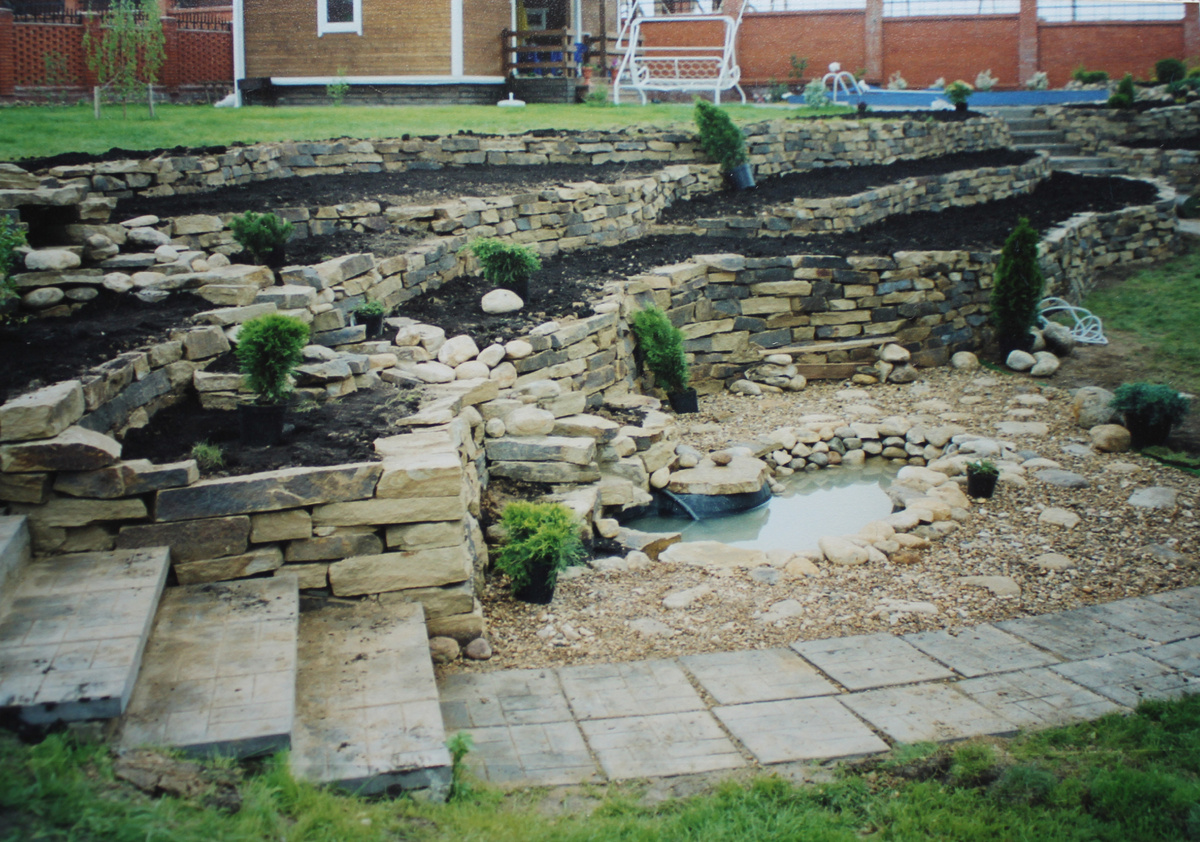 Подпорные стенки, каменистый сад