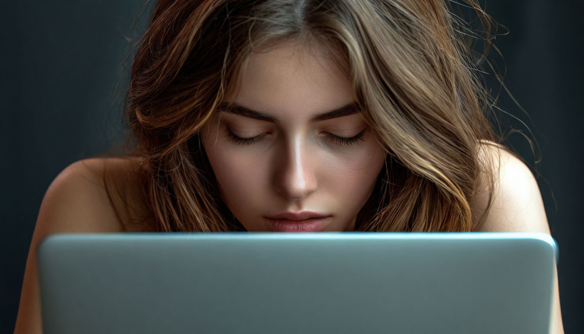 Девушка за работой в ноутбуке