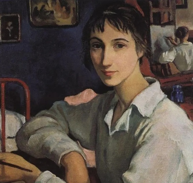 Фрагмент картины Зинаиды Серебряковой «Автопортрет в белой кофточке» 1922 года / Местонахождение: Государственный Русский музей