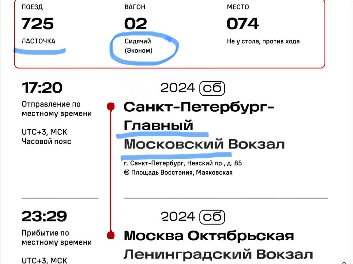 Выбрала поезд «Ласточка» вагон «Сидячий - эконом». Вокзал «Московский» называется еще и «Главным»