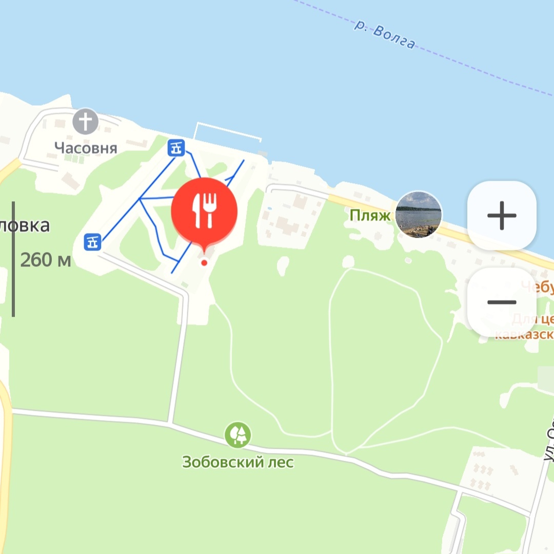 Расположение ресторана "Чугунок" в Плёсе на Яндекс картах