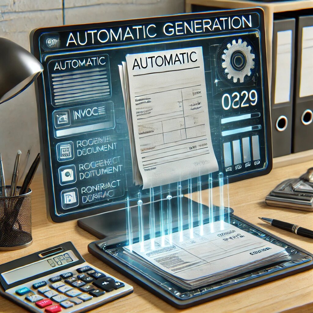  Экран с автоматической генерацией договора или счёта.