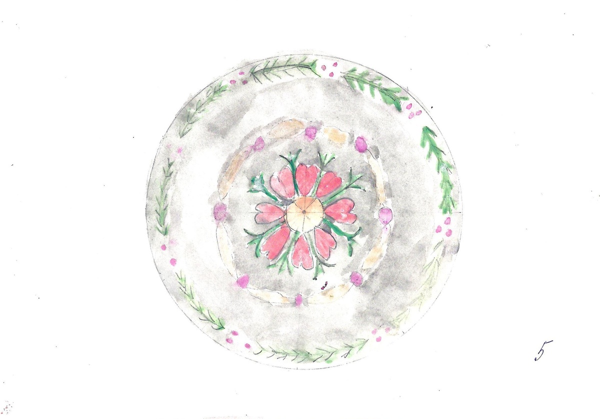 Акварель Маринетт Мортем - тарелка "Зимняя сказка"