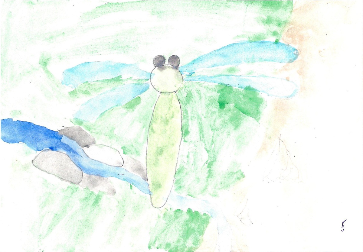 Акварель Маринетт Мортем "Стрекоза"
