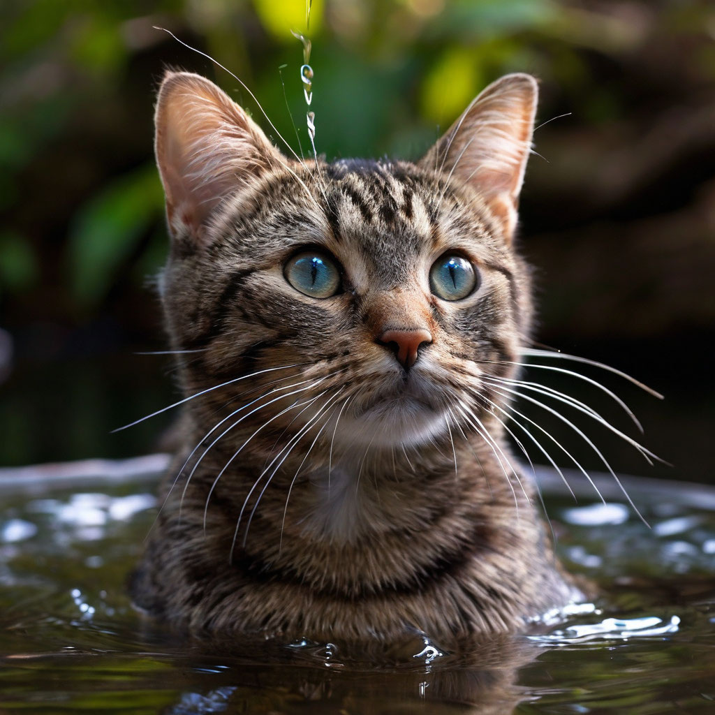 Купание котика