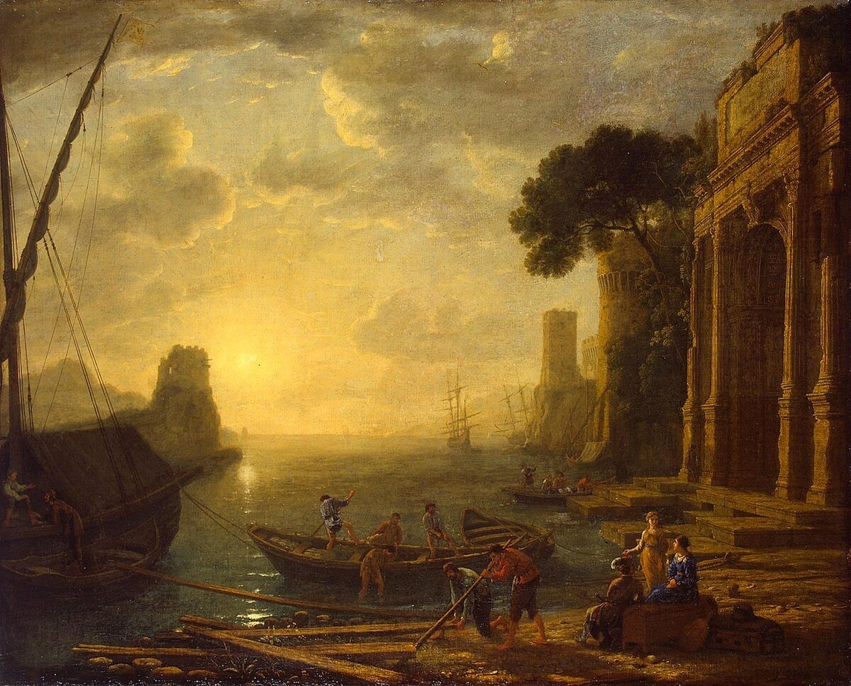 Клод Лоррен: Утро в гавани. 1634 холст, масло. 97,5 × 120,5 Государственный Эрмитаж, Санкт-Петербург